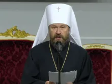 Russian Orthodox Metropolitan Hilarion of Volokolamsk speaks at the International Eucharistic Congress in Budapest, Hungary, Sept. 6, 2021.